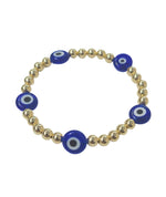 14kt Gold Filled Stretch Evil Eye Bracelet - Tarnish Free Good Luck Beaded Jewelry by Isabella Celini