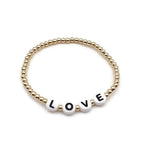 Personalized Gold Filled Name Bracelet - Stretch Non Tarnish Beaded - Customizable Letter Bead Jewelry
