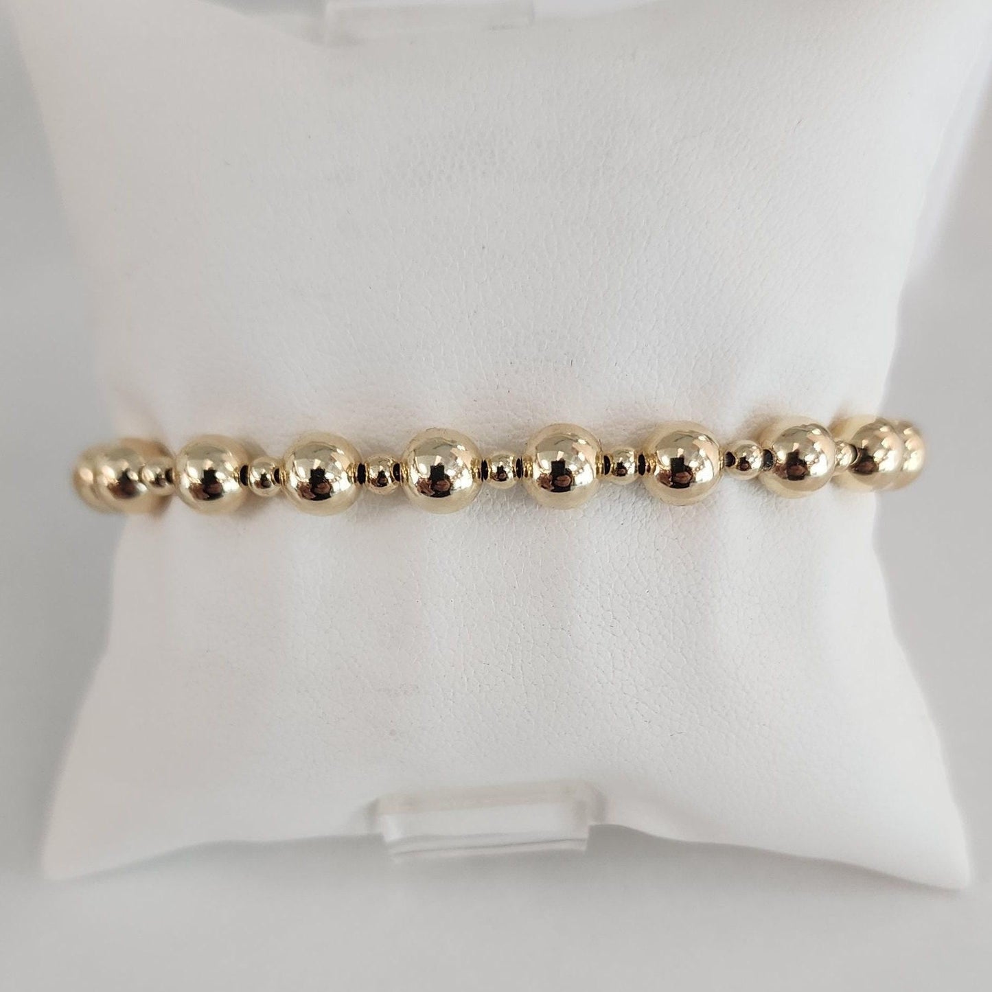 Gold Filled Beaded Stacking Bracelet - 3mm and 6mm Alternating Beads - Handcrafted Jewelry