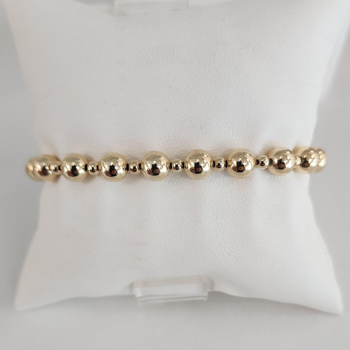 Gold Filled Beaded Stacking Bracelet - 3mm and 6mm Alternating Beads - Handcrafted Jewelry