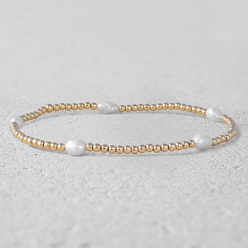 Gold Filled Pearl Bracelet, Beaded Bracelet, Boho & Hippie Bracelet