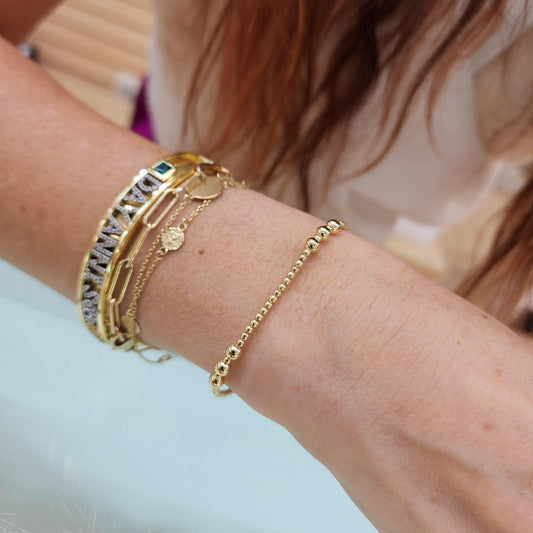 Layering Stretch Bracelet, 2 mm with 4 mm Sections, Stretch Beaded Bracelet for Ladies