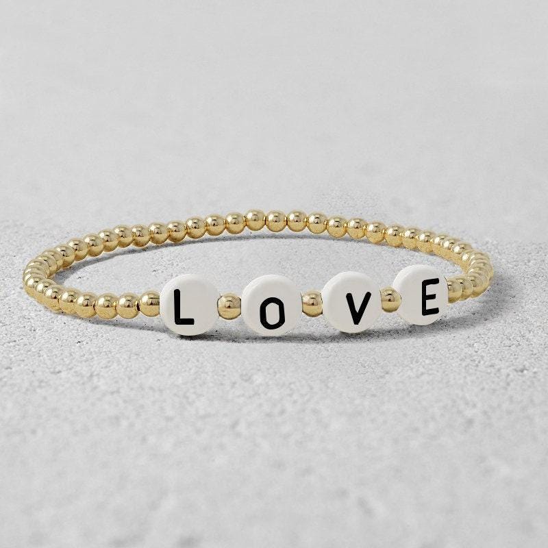 Letter Bracelet, Gold Stack Bracelet, Gold Filled Bracelet,