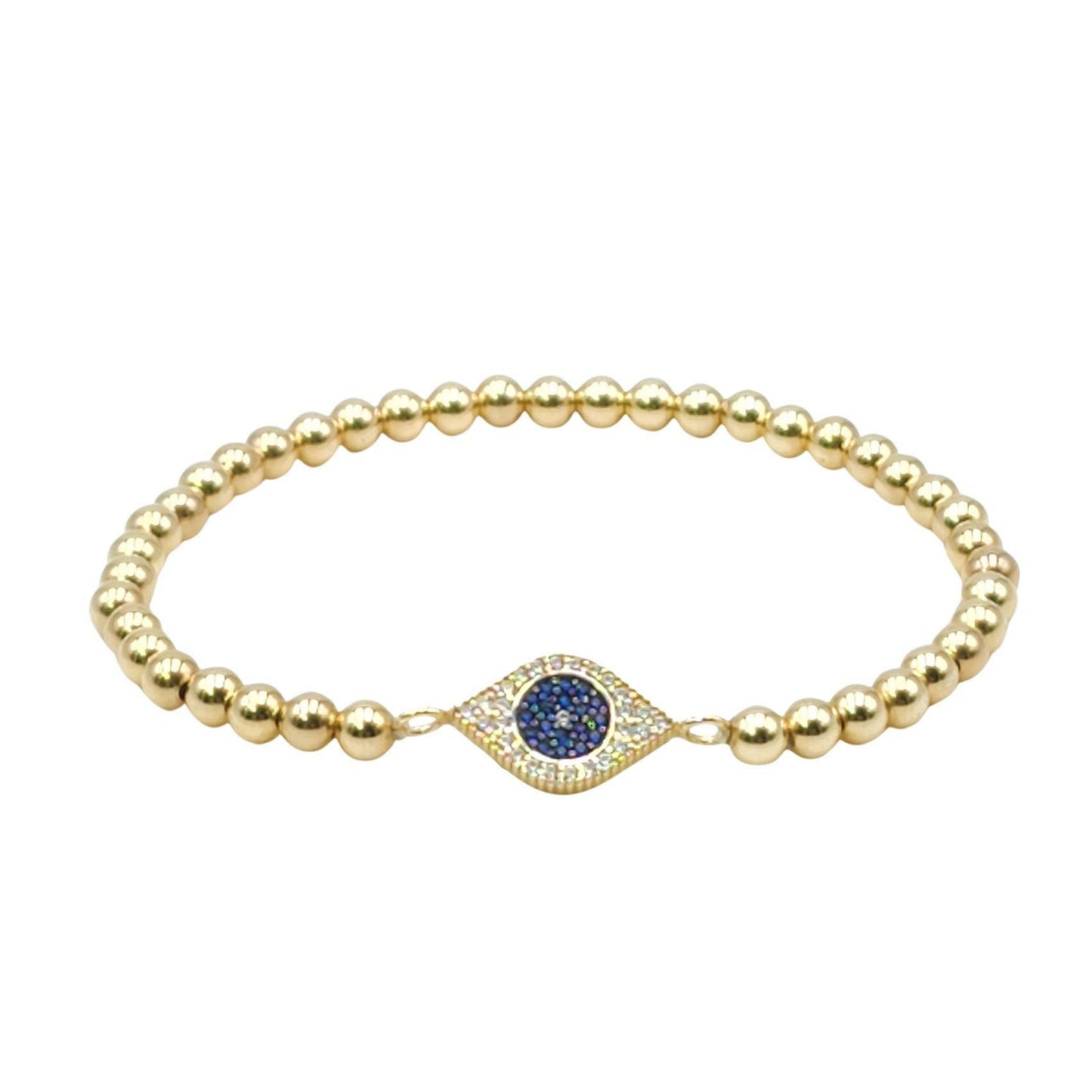 14kt Gold Filled Evil Eye Good Luck Bracelet with CZ Pendant for Stylish Stacking Set Tarnish Free Jewelry