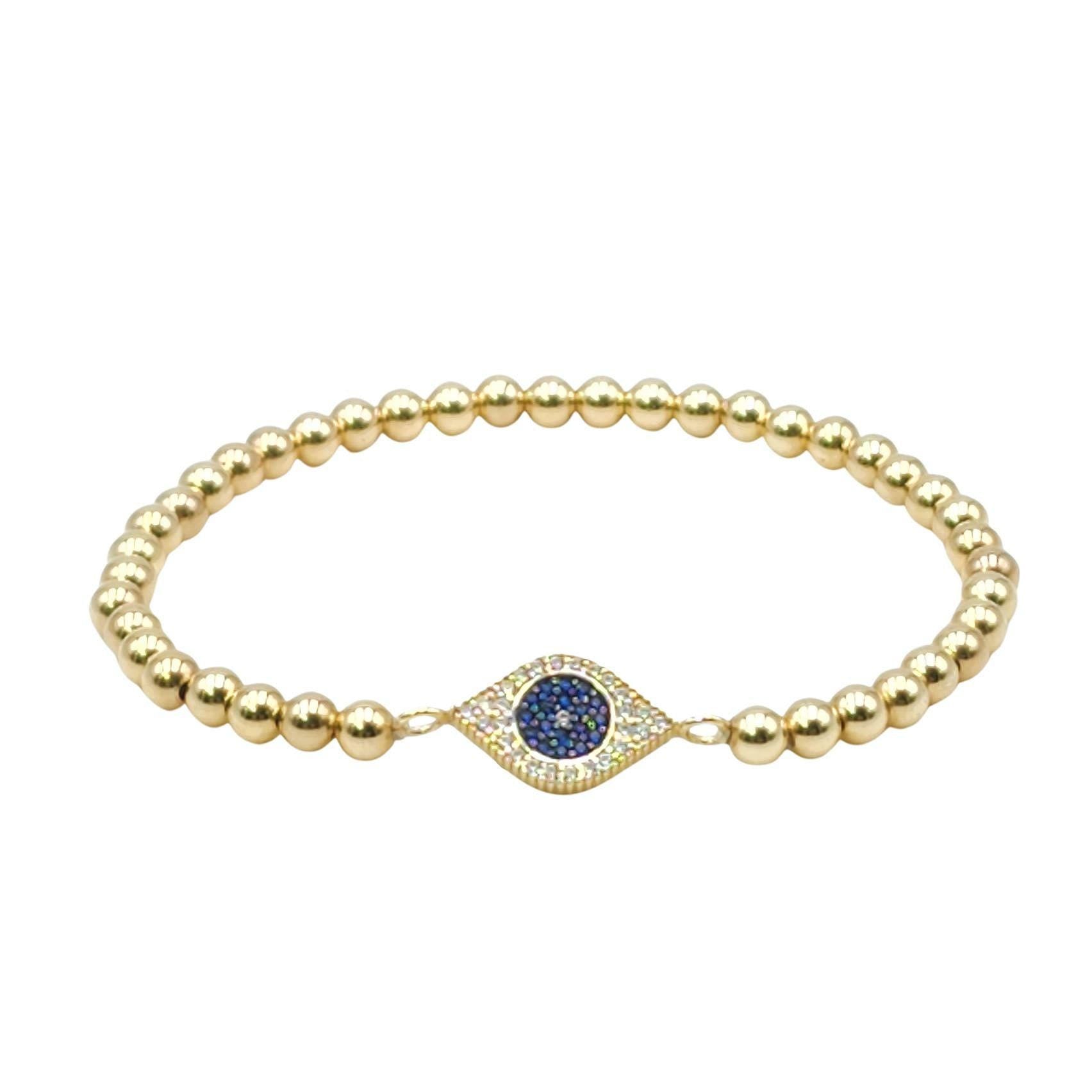 14kt Gold Filled Evil Eye Good Luck Bracelet with CZ Pendant for Stylish Stacking Set Tarnish Free Jewelry