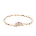 Rainbow CZ Pendant Gold Filled Stretch Bracelet - Womens Stacking Jewelry