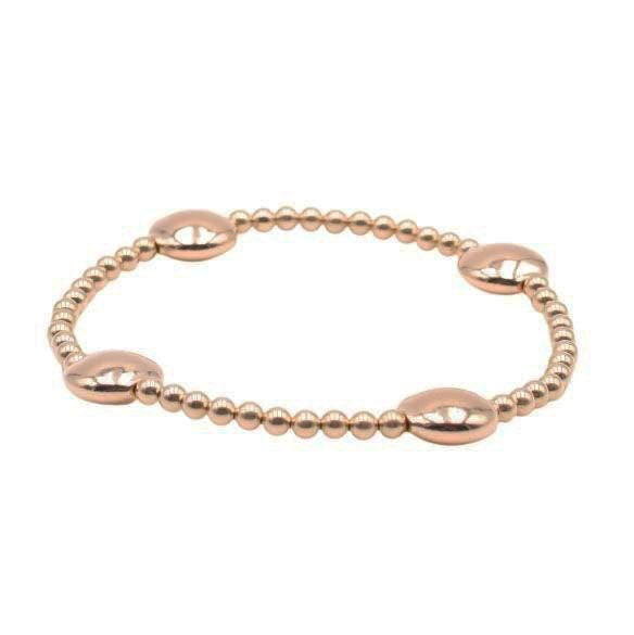 Gold Filled 3mm Stackable Beads Bracelet with 10mm Lentil Beads - Boho Hippie Style Flat Bead Tarnish Free Stretch Layering Bracelet