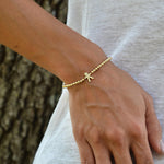 Delicate Gold Filled Boy Pendant Bracelet with Stretch Design - Stackable and Versatile