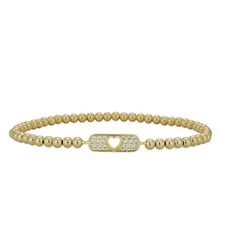 Gold Filled Heart Pendant Bracelet for Women with Cubic Zirconia Stone Pendant