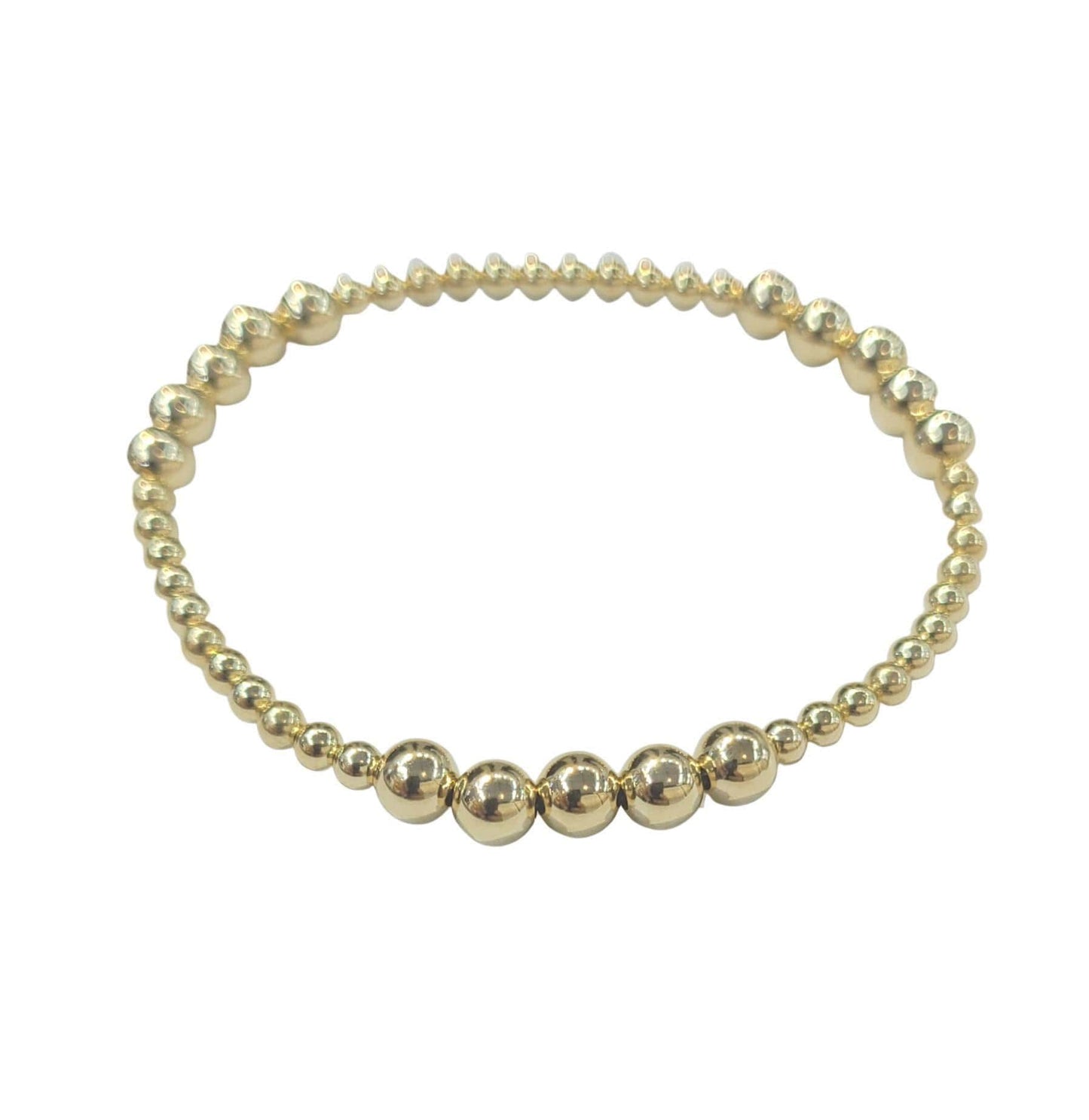 Gold Filled Stackable Bracelet - Stretch Fit, Mixed Bead Sizes