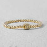 Initial Beaded Bracelet: Gold Filled Stretch Style (Adult & Kids Sizes)