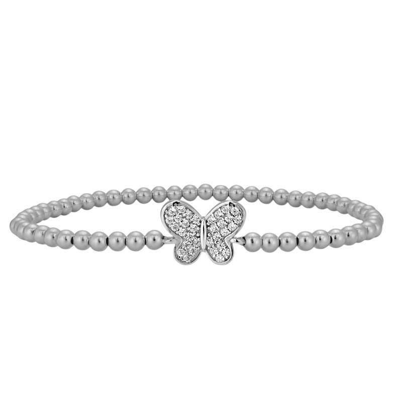Butterfly Beaded Bracelet - Gold Filled with Sterling Silver Charm