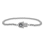 Good Luck Evil Eye Protection Bracelet - Spiritual Hamsa Gold Filled Hand Beaded - Stackable Hand Pendant Bracelet