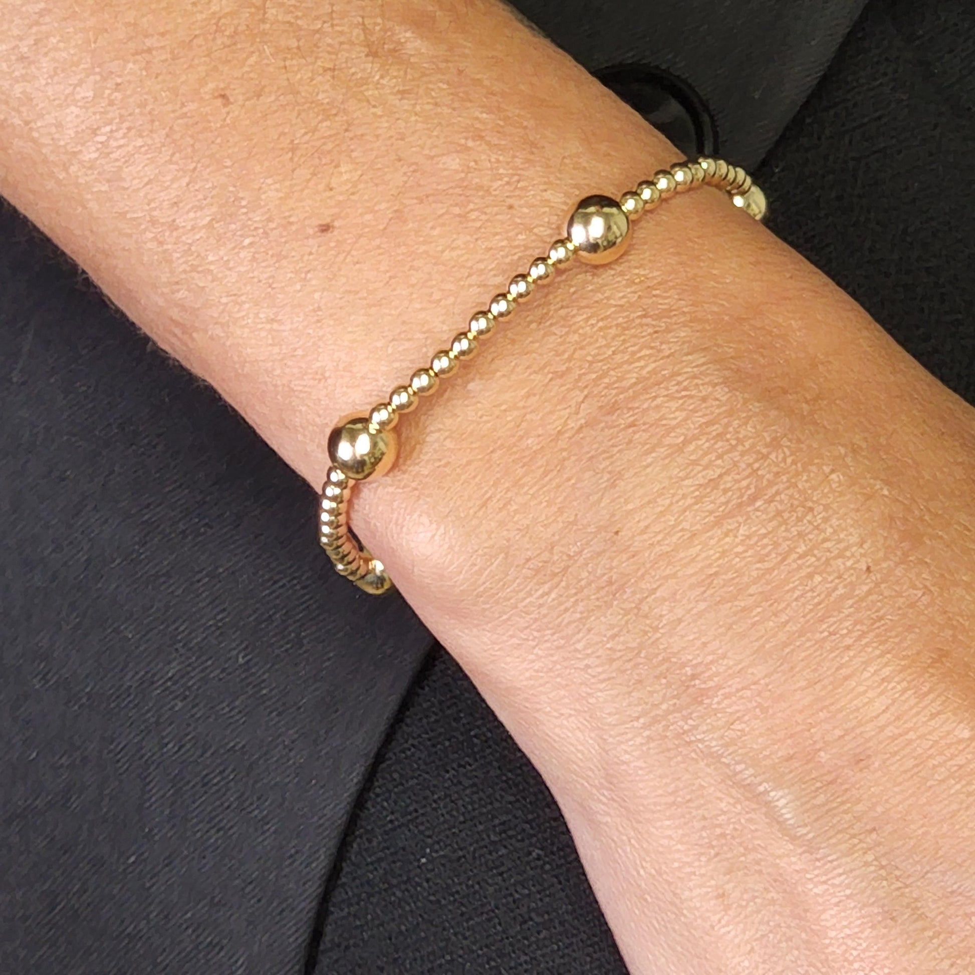 Beaded Bracelet: Gold Filled, Layering Stretch - Adjustable Fit