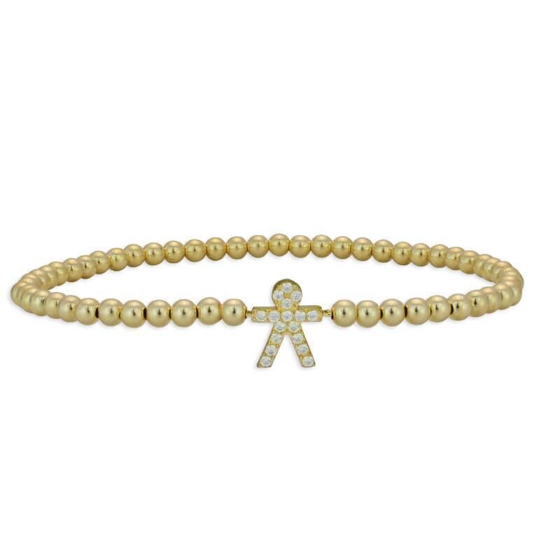 Delicate Gold Filled Boy Pendant Bracelet with Stretch Design - Stackable and Versatile