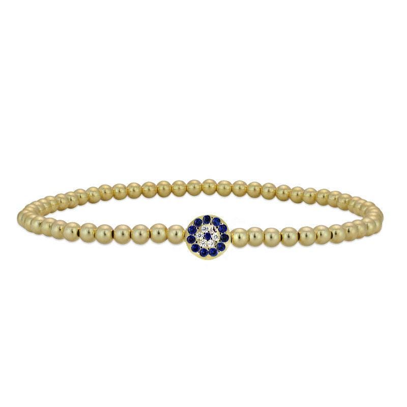 14kt Gold Evil Eye Protection Bracelet - Tarnish-Free Stacking Beaded Jewelry by Isabella Celini