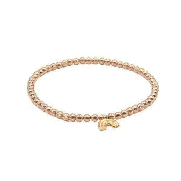 14kt gold filled jewelry, gold filled bracelet, beaded bracelet, tarnish free jewelry, tarnish free bracelet, stackable bracelet, stretch bracelet, rainbow pendant, rainbow bracelet