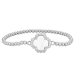 Gold Filled Beaded Cross Bracelet: Mother of Pearl Pendant