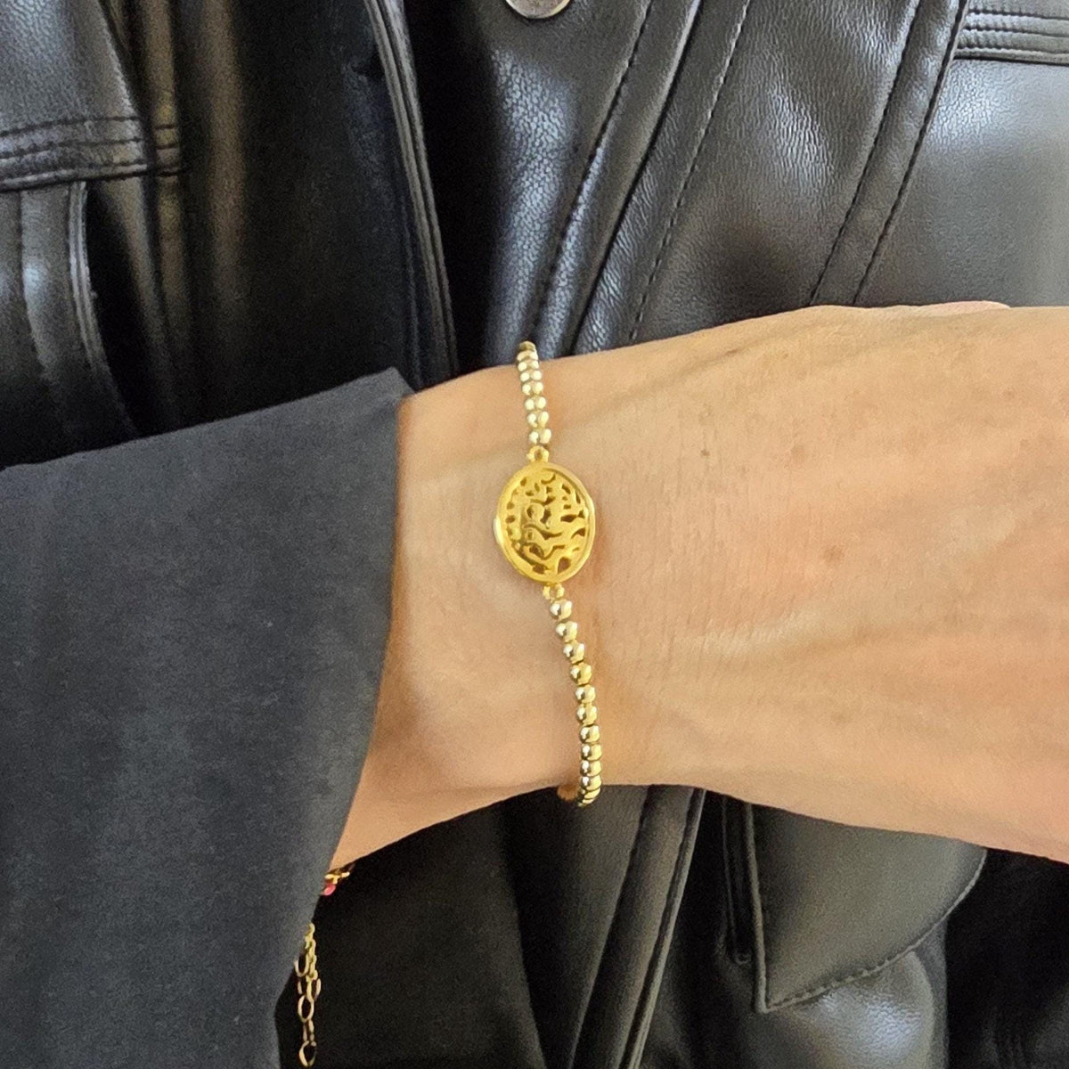 Gold Filled Shema Israel Judaica Bracelet - Adjustable Delicate Stacking Bracelet for Woman