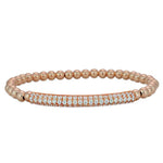 Gold Filled CZ Pave Bar Bracelet for Women - Stretchable Stacking Bridesmaid Jewelry