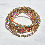 Boho Gold Filled Bracelet, Colorful Beads (Stretch, Non Tarnish)