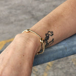 Gold Filled 3mm Stackable Beads Bracelet with 10mm Lentil Beads - Boho Hippie Style Flat Bead Tarnish Free Stretch Layering Bracelet