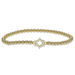 Delicate Gold Filled Beaded Star of David Stacking Bracelet - Small Wrist Bead Jewish Jewelry