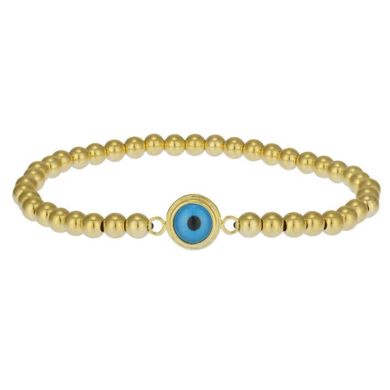 14kt Gold Filled Evil Eye Protection Bracelet - Stacking Luck Stretch by Isabella Celini