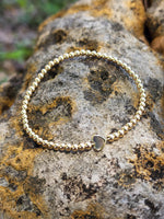 Heart Mother of Pearl Gold Stretch Bracelet - Stacking Bracelet for Women