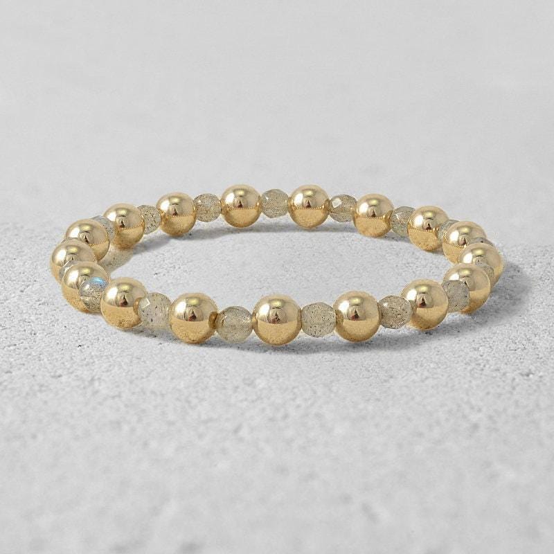 Gold Filled Beaded Bracelet, Stretch Stacker - Tarnish Free Jewelry