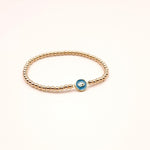 Gold Filled Beaded Bracelet, Evil Eye Charm, Protection Jewelry