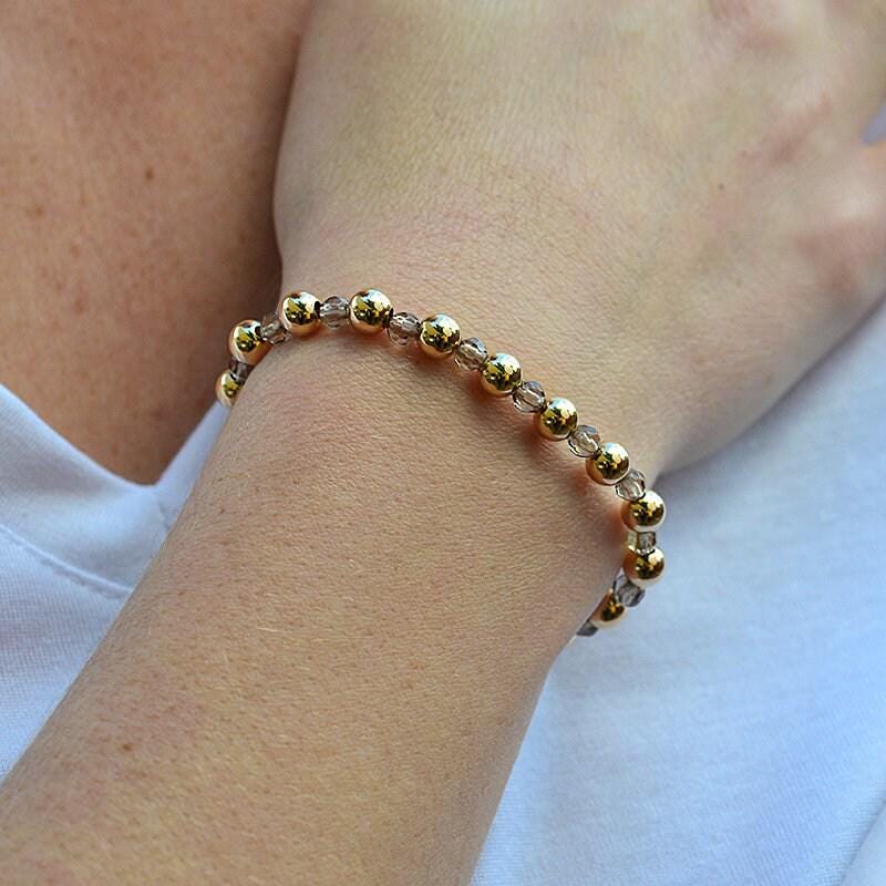Gold Filled Beaded Bracelet, Stretch Stacker - Tarnish Free Jewelry