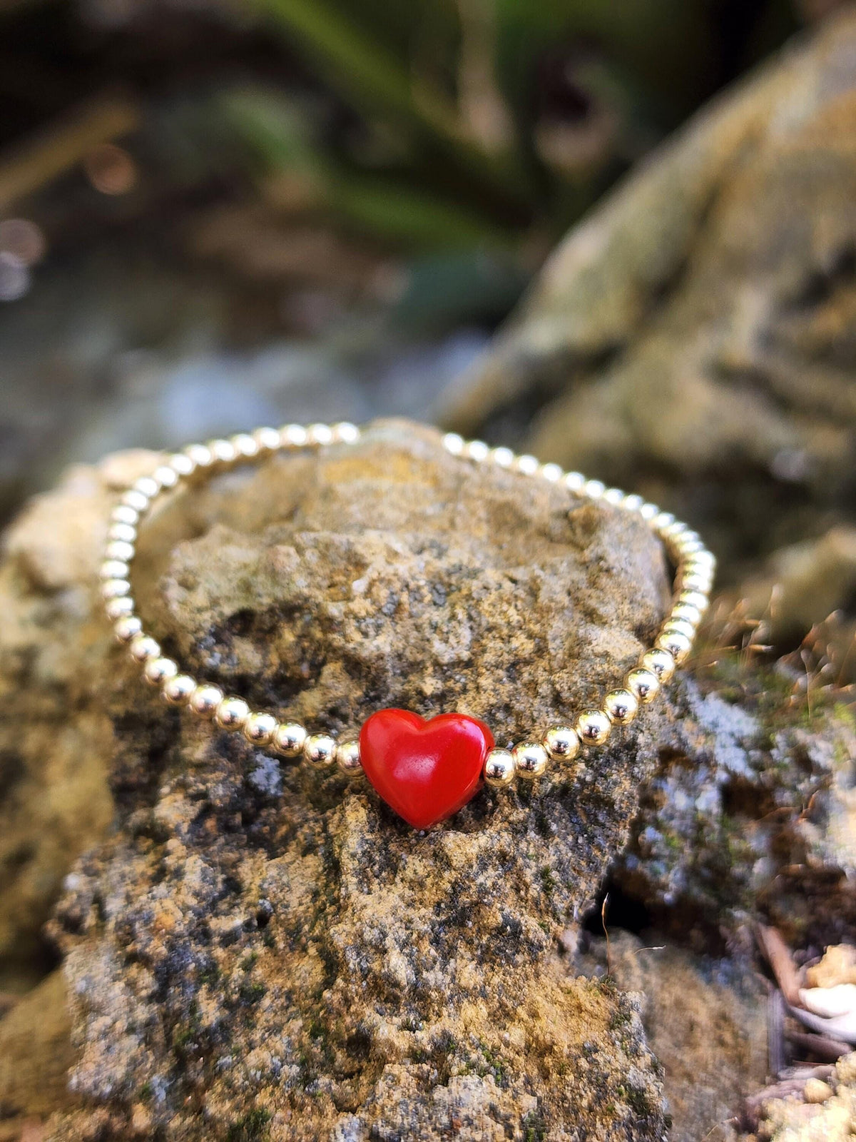 Gold Filled Heart Pendant Bracelet Tarnish-Free Stretch Bracelet Heart Charm Jewelry