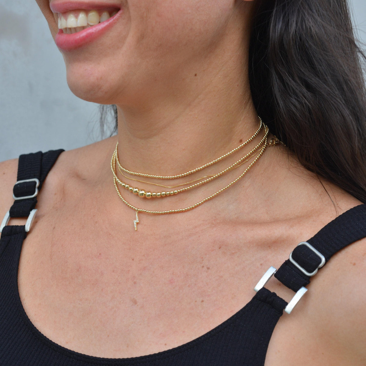 Dainty Gold Filled Beaded Necklace - Boho Graduated Layering Jewelry - Classy Bridemaid Gift - Tarnish Free