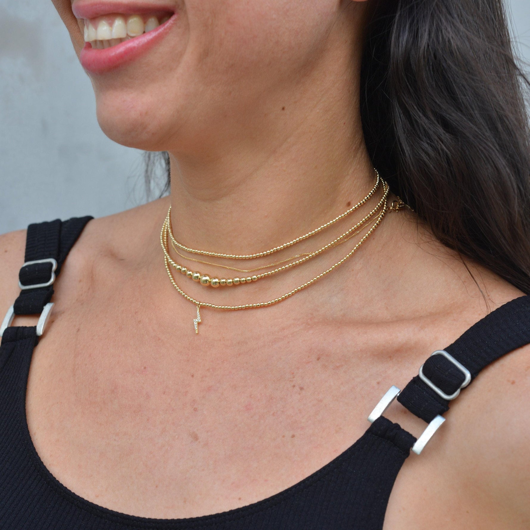 Dainty Gold Filled Beaded Necklace - Boho Graduated Layering Jewelry - Classy Bridemaid Gift - Tarnish Free