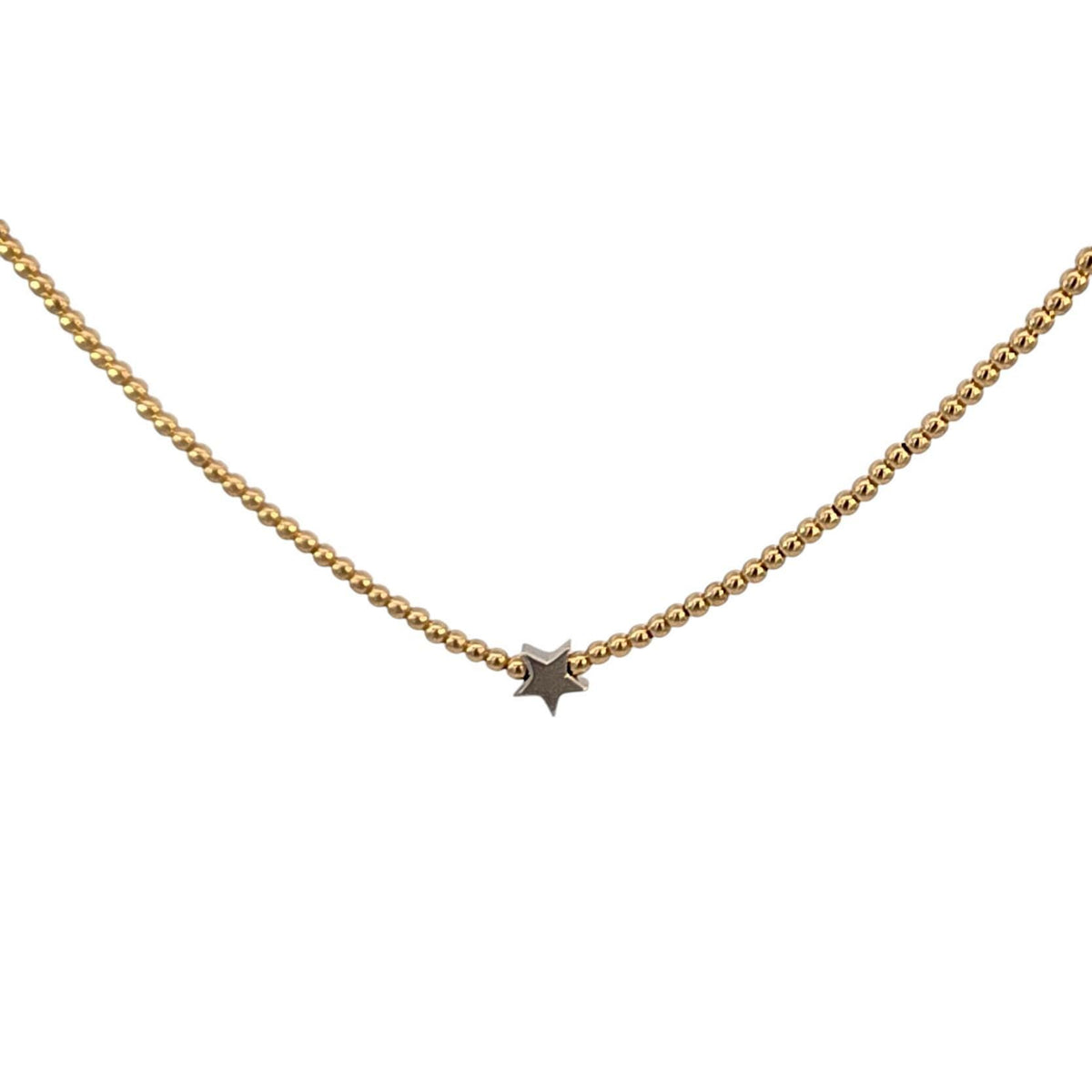 Dainty Gold Filled Beaded Necklace with Star Charm for Women by Isabella Celini, Tarnish Free Water Resistant Jewelry
