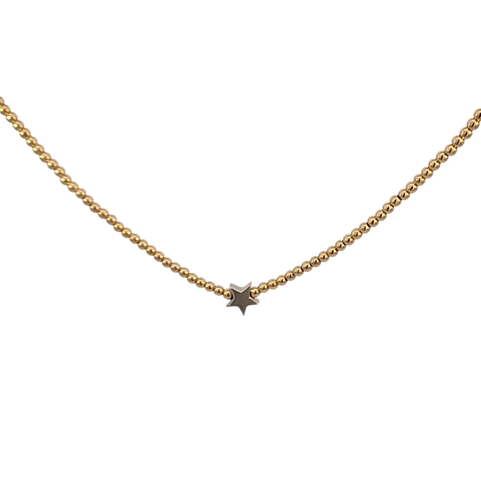 Dainty Gold Filled Beaded Necklace with Star Charm for Women by Isabella Celini, Tarnish Free Water Resistant Jewelry