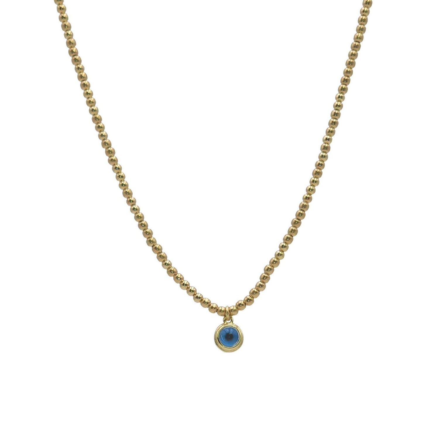 Dainty Evil Eye Beaded Necklace - Gold Filled Tarnish-Free Waterproof - Layering Jewelry