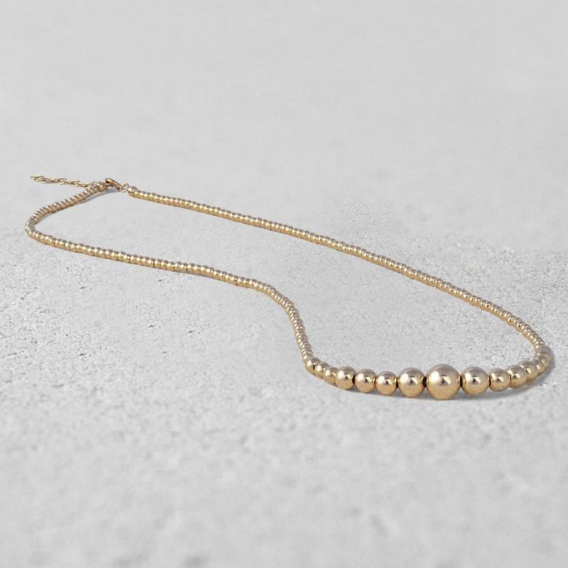 Dainty Gold Filled Beaded Necklace - Boho Graduated Layering Jewelry - Classy Bridemaid Gift - Tarnish Free
