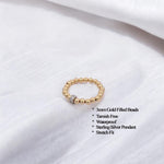 14kt Gold Filled Stacking Ring - CZ Roundel Pendant - Tarnish-Free Woman's Jewelry with 3mm Gold Filled Beads - Stretch for Perfect Fit