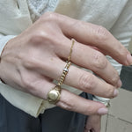 14kt Gold Filled Stacking Ring - CZ Roundel Pendant - Tarnish-Free Woman's Jewelry with 3mm Gold Filled Beads - Stretch for Perfect Fit