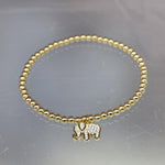 Adjustable Gold Filled Elephant Charm Bracelet - Stacking Stretch Gift for Women