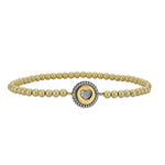 Heart Disc Bracelet: Gold Filled Beads with Cubic Zirconia