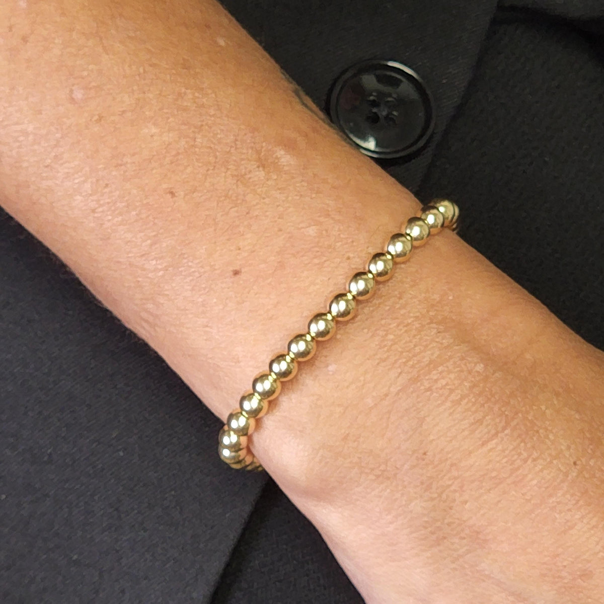 Beaded Gold Filled Bracelet: Stackable Stretch Style (5mm Beads)