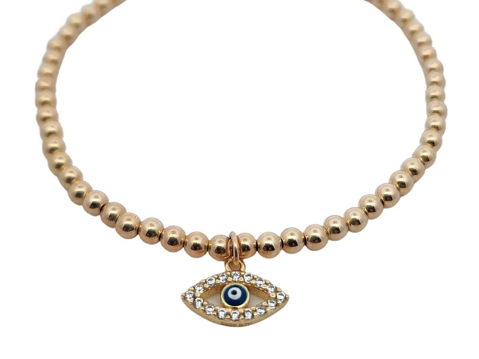 Dainty Gold Filled Evil Eye Bracelet - Protection and Style for Women