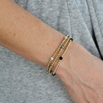 14kt Gold Filled CZ Ball Bracelet - Stretch Gold Beaded Womens Jewelry - Tarnish Free