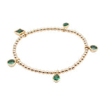 Gold Filled Beaded Charm Bracelet for Women - Cubic Zirconia Tear Drop Round and Square Charms