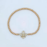 Fleur de Lis 14kt Gold Filled Bracelet - Boho Stacking Stretch Fit for Women
