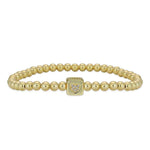 Love Bracelet: 14kt Gold Filled Beads and Heart Cube Pendant - Stretch Fit