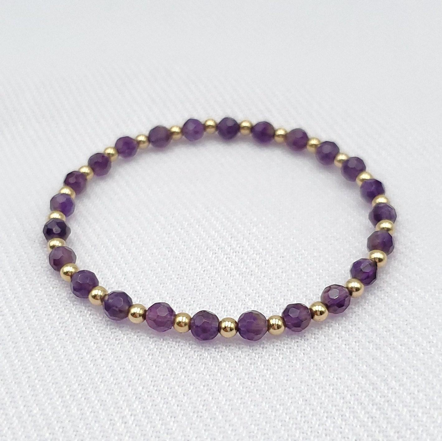 Delicate Gold Filled Stackable Bracelet with Semi Precious Beads - Customizable